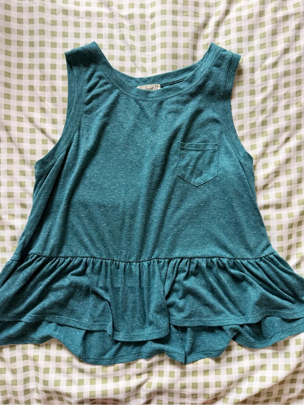 love on a hanger Teal Ruffle-Hem Tank Top